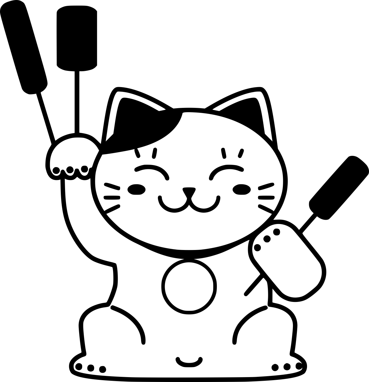 Cat with flagpoles